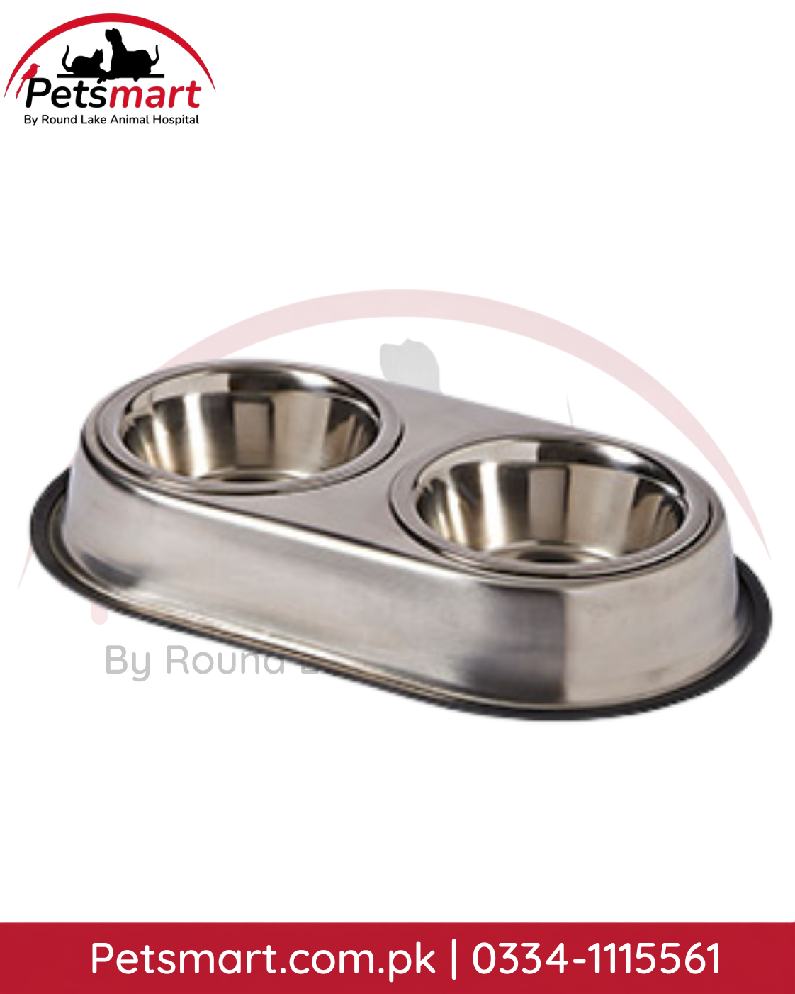 Small double steel food and water bowl for cats and dogs
