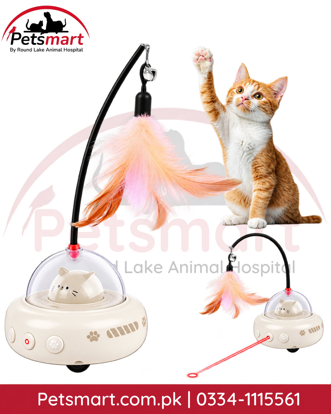 Electric interactive tumbler cat toy with feather teaser moving base and laser feature
