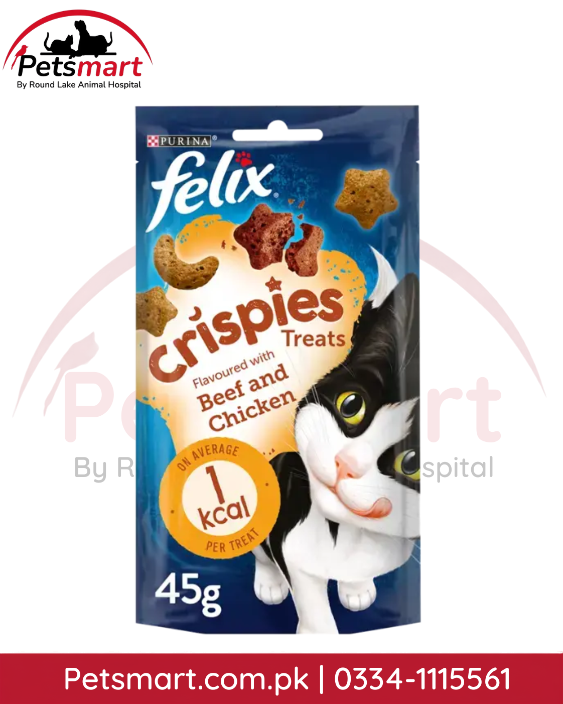 Felix Crispies Beef and Chicken Cat Treats 45g pouch