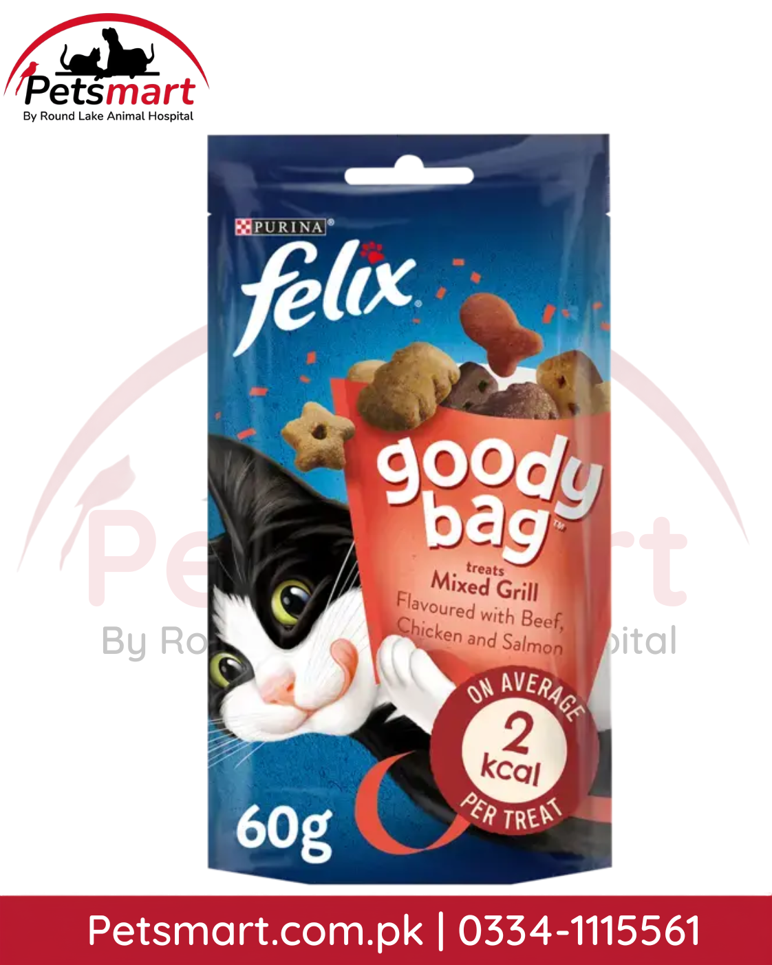 Felix Goody Bag Mixed Grill Beef Chicken and Salmon Cat Treats 60g pouch