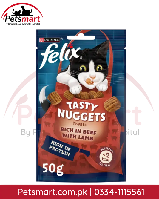 Felix Tasty Nuggets Beef and Lamb Cat Treats 50g pouch