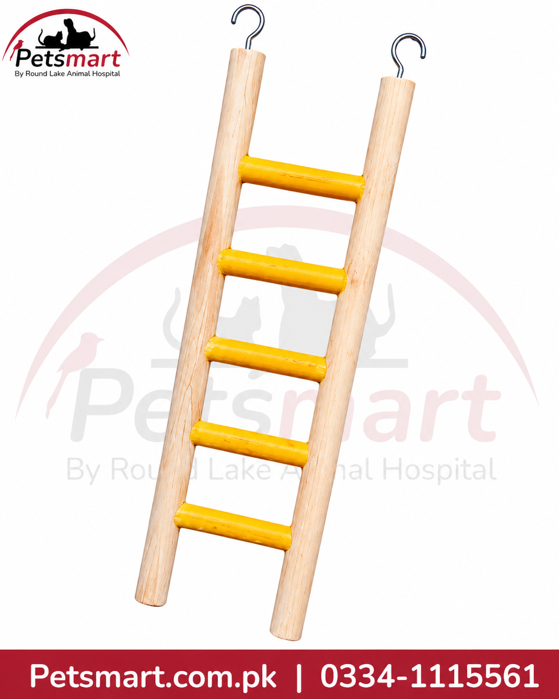 Five step hanging bird ladder measuring 8.5 by 20cm for climbing and perching