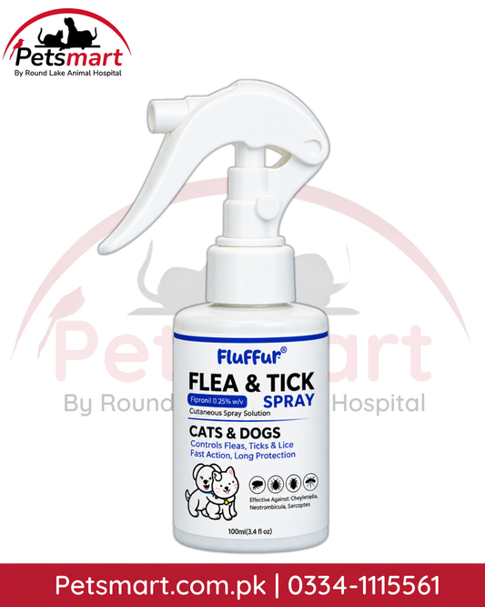 Fluffur Flea and Tick Spray 100ml with Fipronil 0.25% for cats and dogs