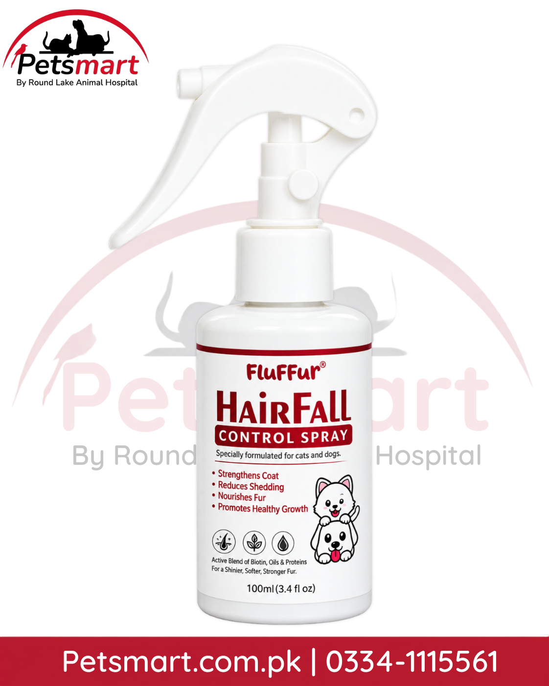 Fluffur HairFall Control Spray 100ml for cats and dogs