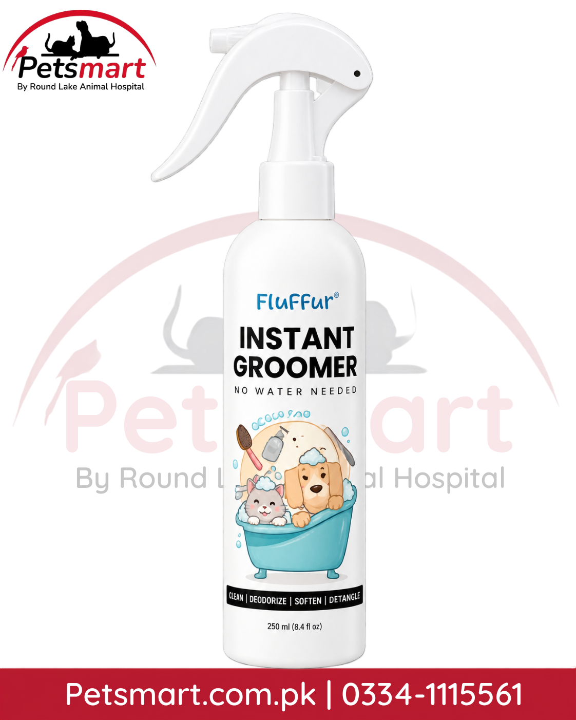 Fluffur Instant Waterless Grooming Shampoo Flame Paw 200ml for cats and dogs