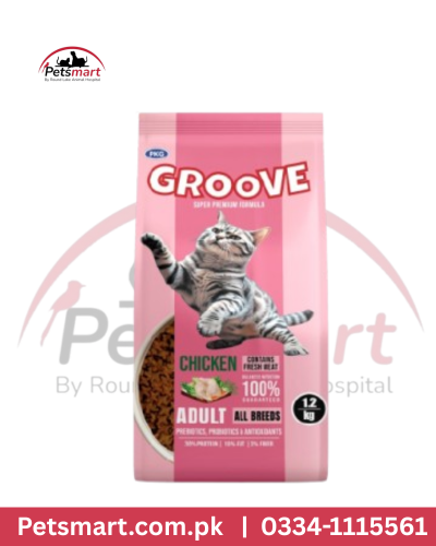 Groove Adult Chicken dry cat food 1.2kg pink bag
