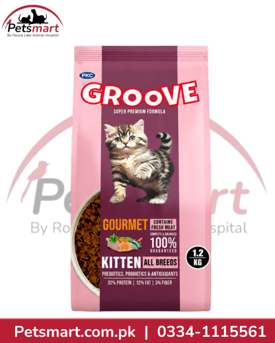 Pink Groove Gourmet dry cat food for kittens of all breeds 1.2kg bag