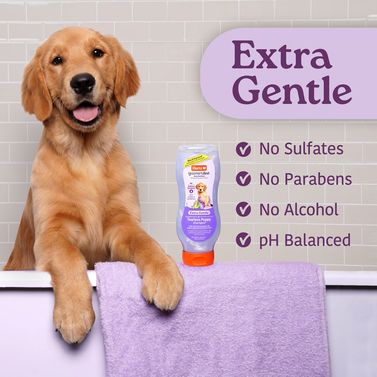 Hartz Groomer’s Best Extra Gentle Tearless Puppy Shampoo 532ml with Aloe Vera and ProVitamin B5