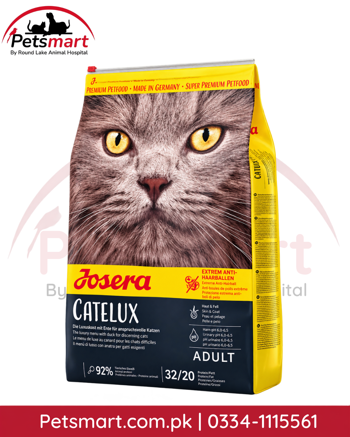 Josera Catelux adult dry cat food with duck for hairball control 2kg