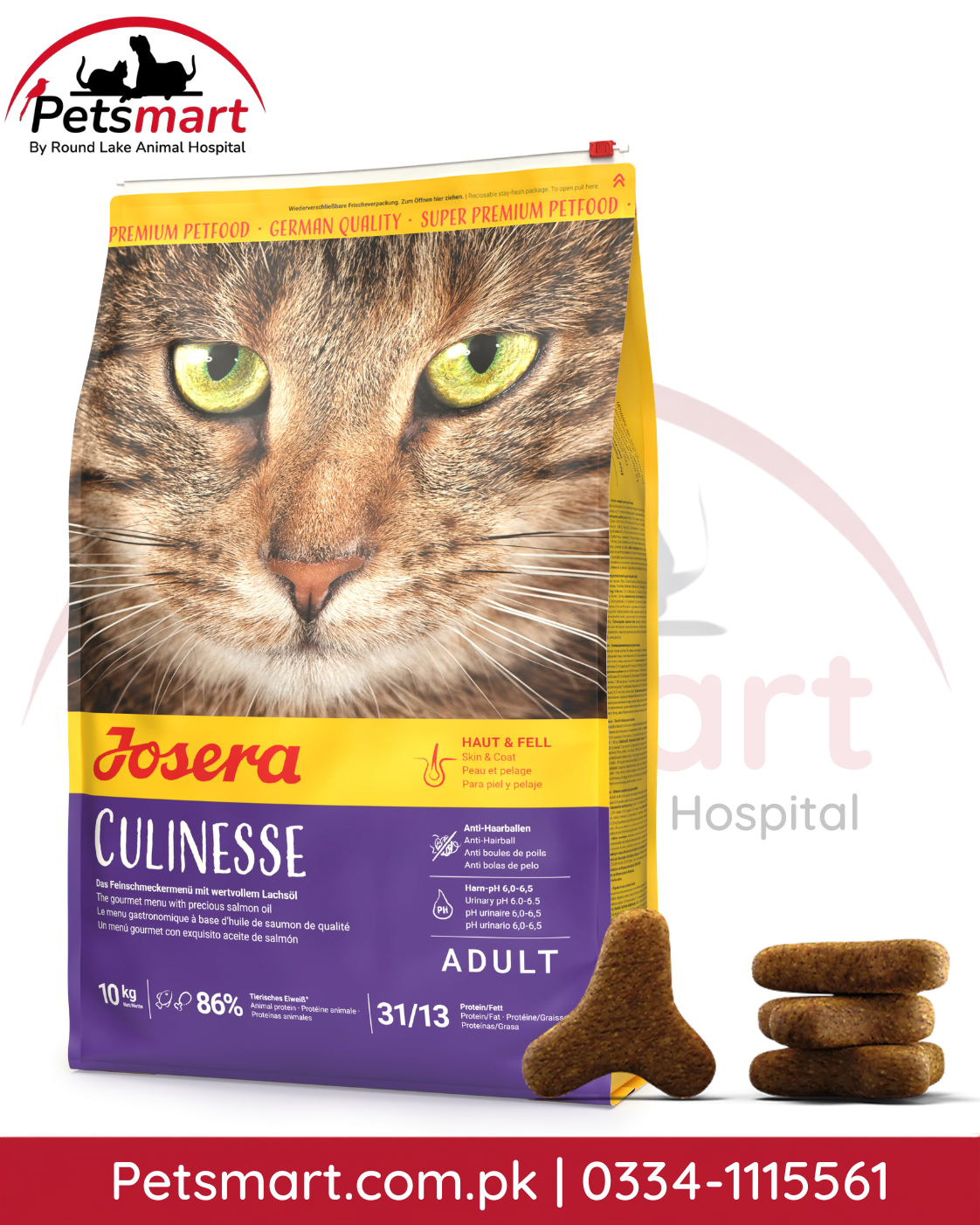 Josera Culinesse adult dry cat food with salmon for hairball skin coat and urinary support 2kg