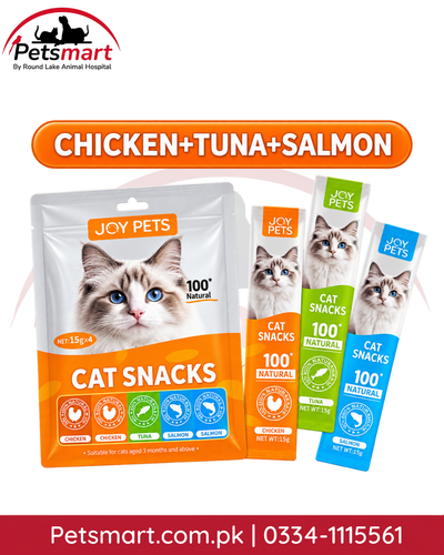Joy Pets creamy cat treat 15g in chicken tuna and salmon flavors