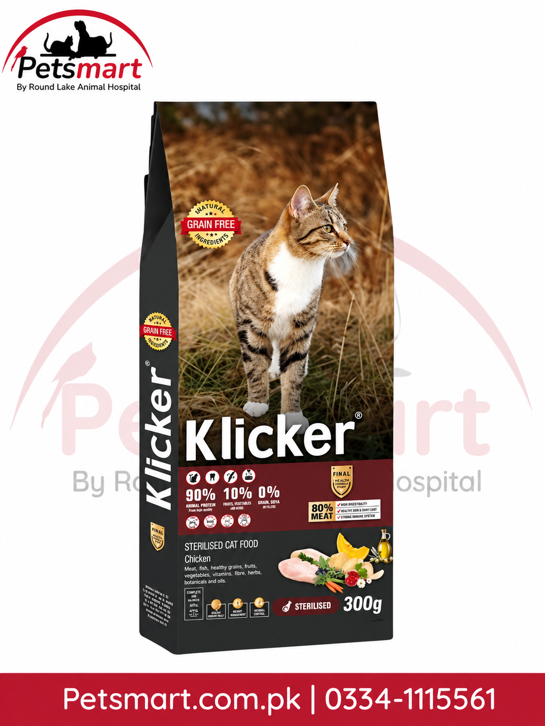 Klicker Sterilized Adult Chicken grain-free dry cat food 300g bag