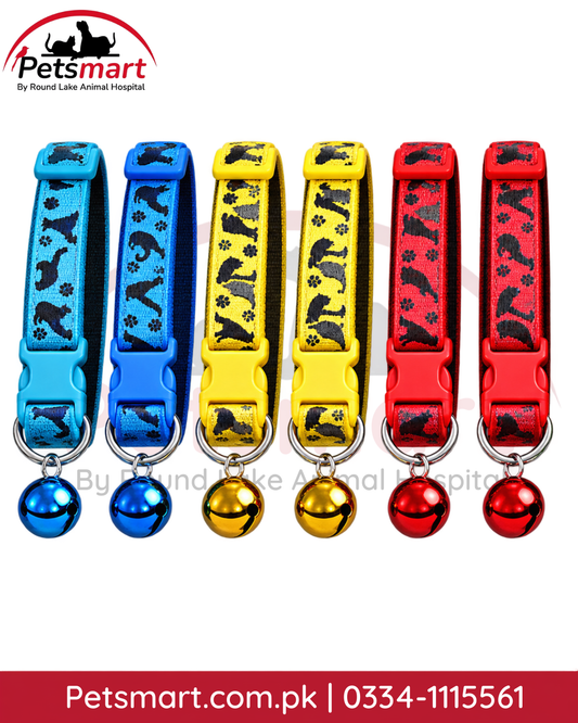 Large adjustable cat collar with bell in assorted colors prints and designs for cats