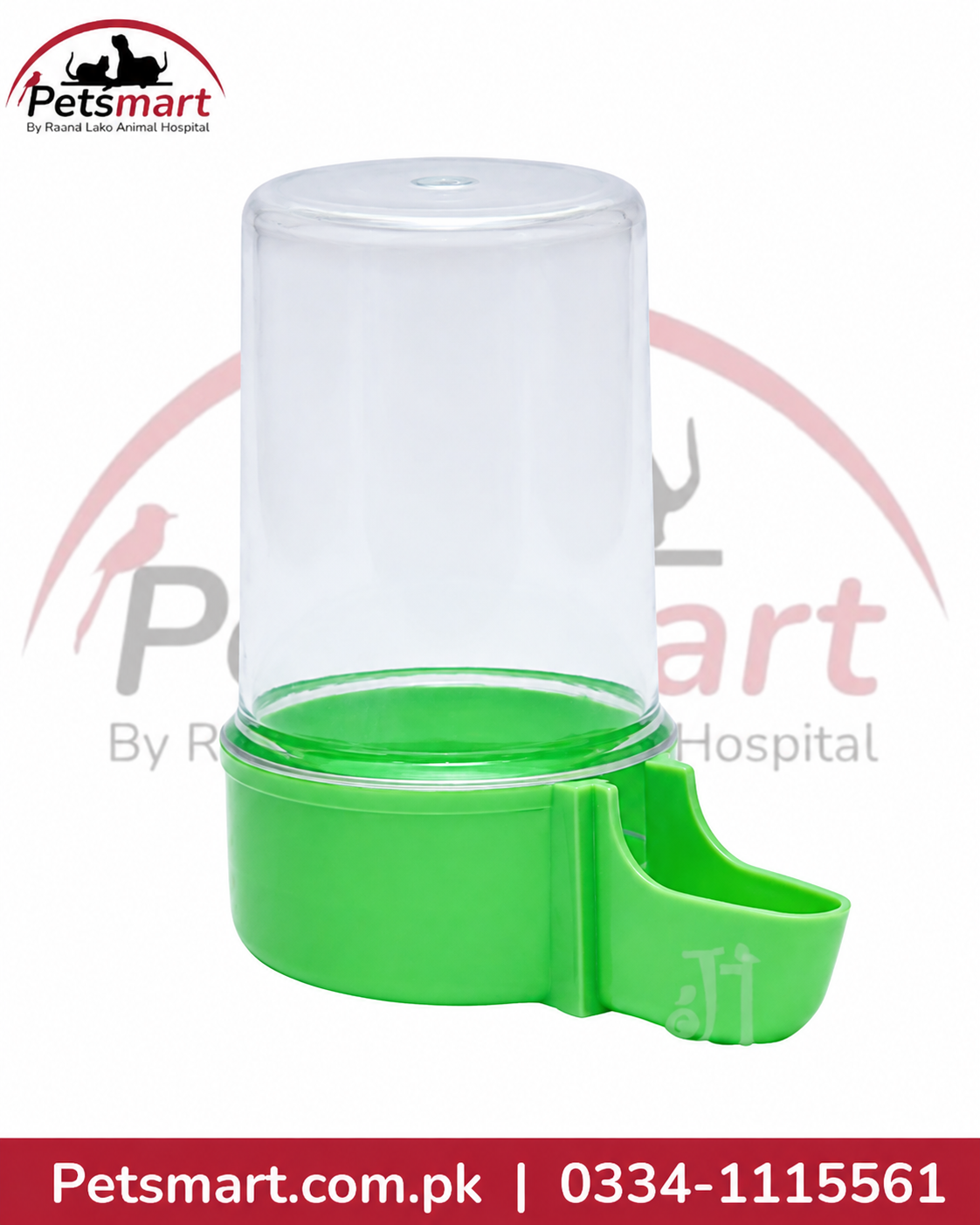 Large blue and white bird food and water dispenser for cage mounting
