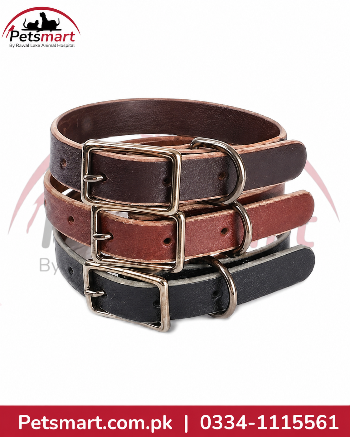 Large leather dog collar Size L with metal buckle D-ring and reinforced stitching