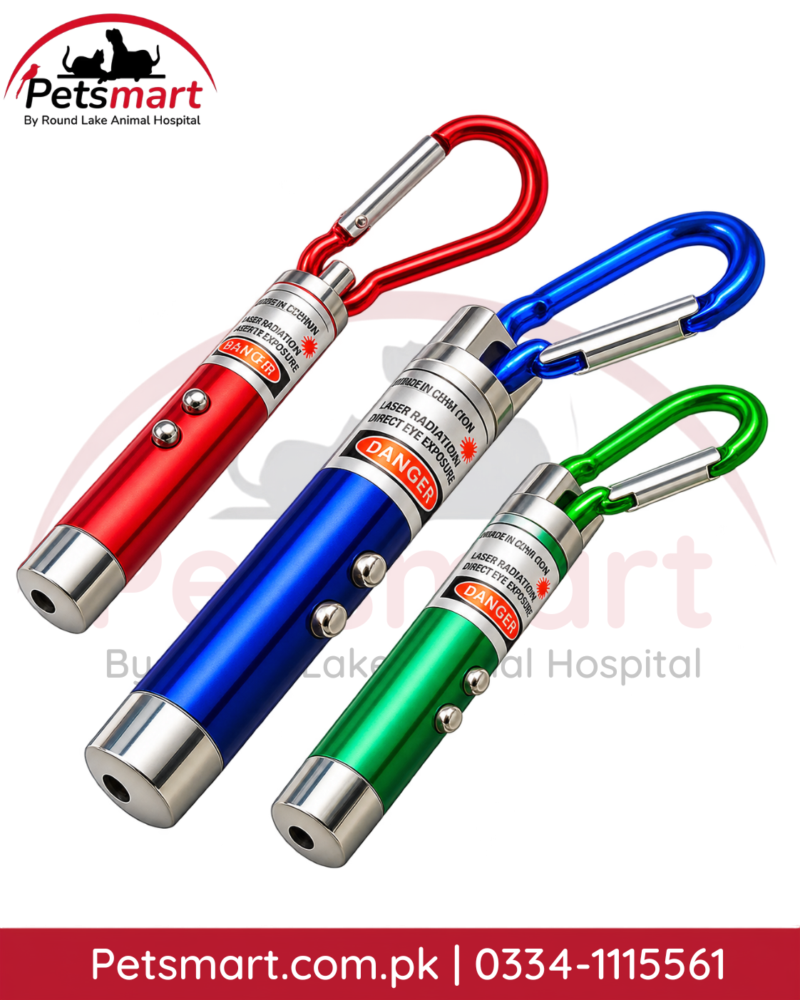 Interactive laser light toy for cats with keychain in assorted colors