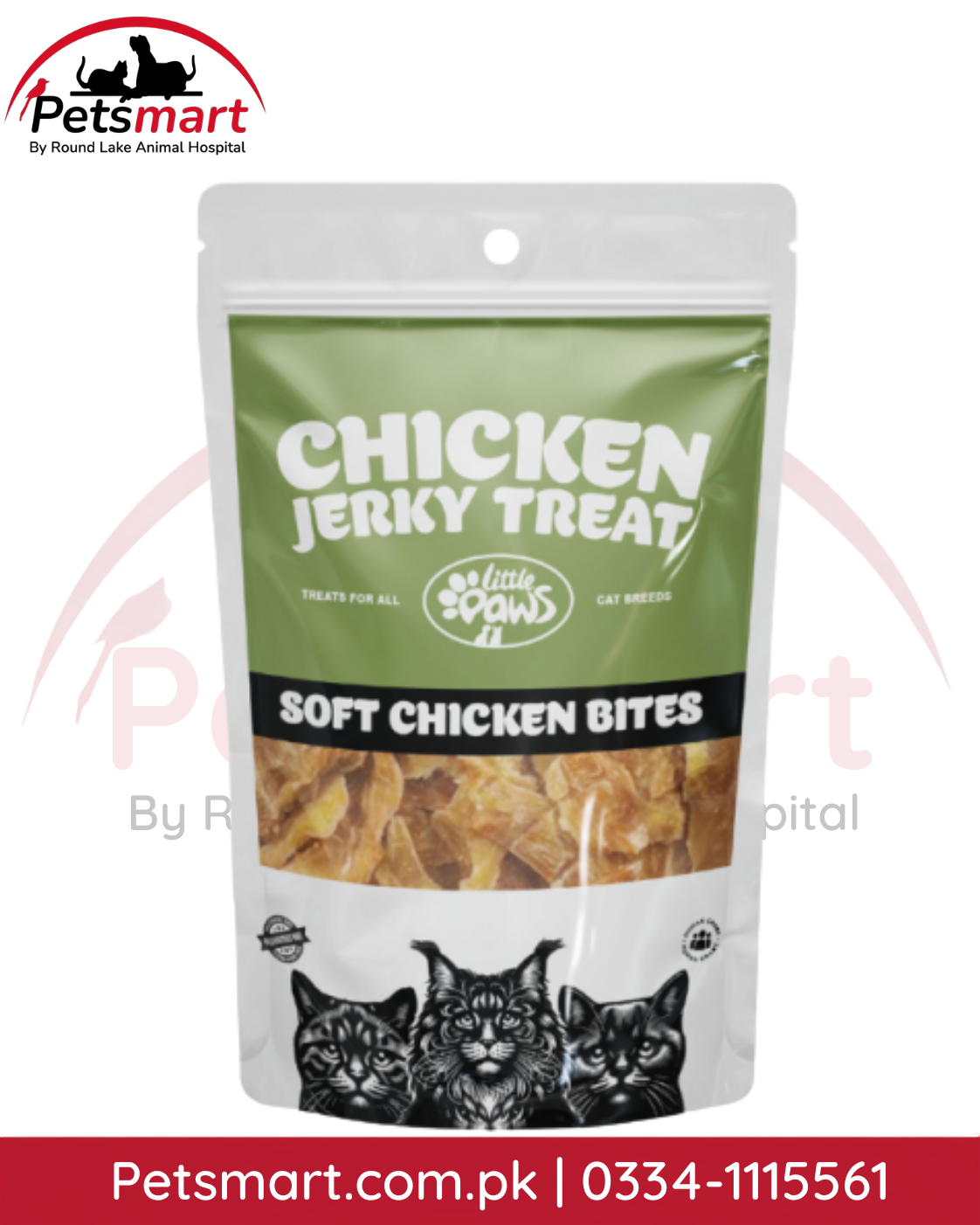 Little Paws Soft Chicken Bites Jerky Cat Treats 70g resealable pouch