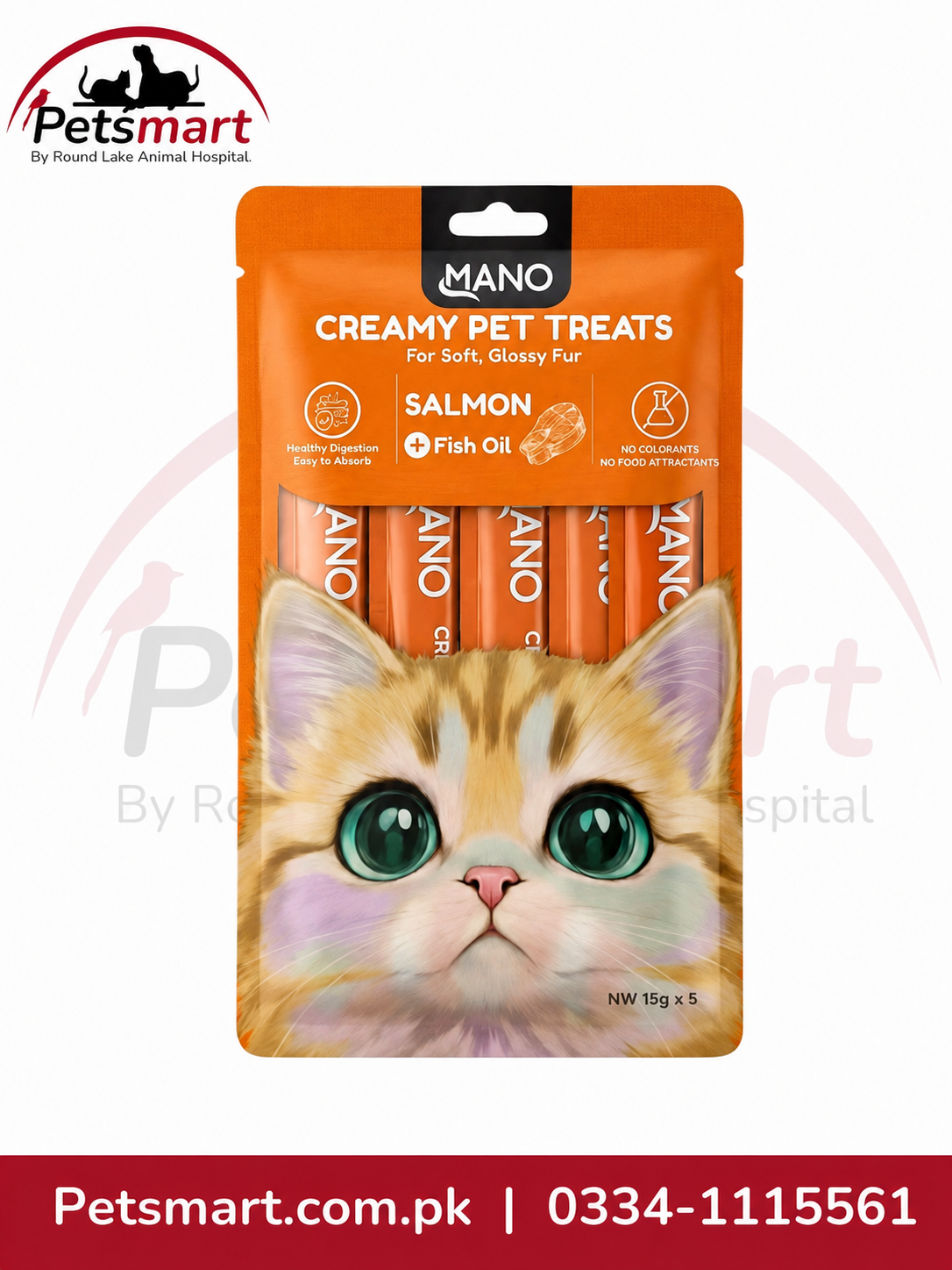 MANO Creamy Pet Treats Salmon 75g front and back packaging