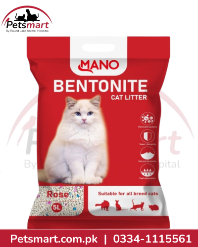 MANO Rose Bentonite Clumping Cat Litter 10L with fast absorption and strong clumping
