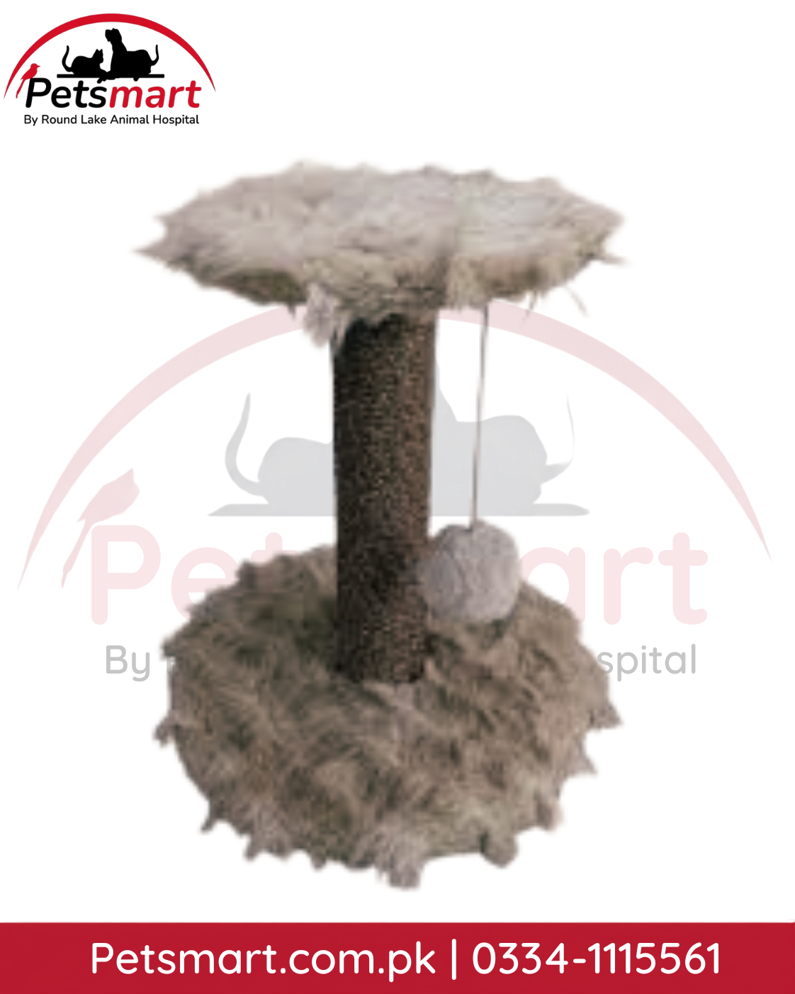 Wrapped vertical scratching post on medium cat scratcher