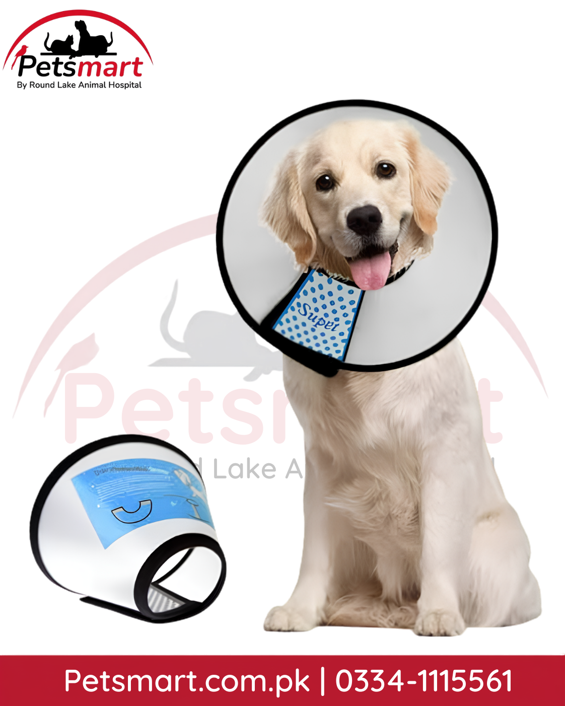 White and black mesh E-collar recovery cone for medium dogs