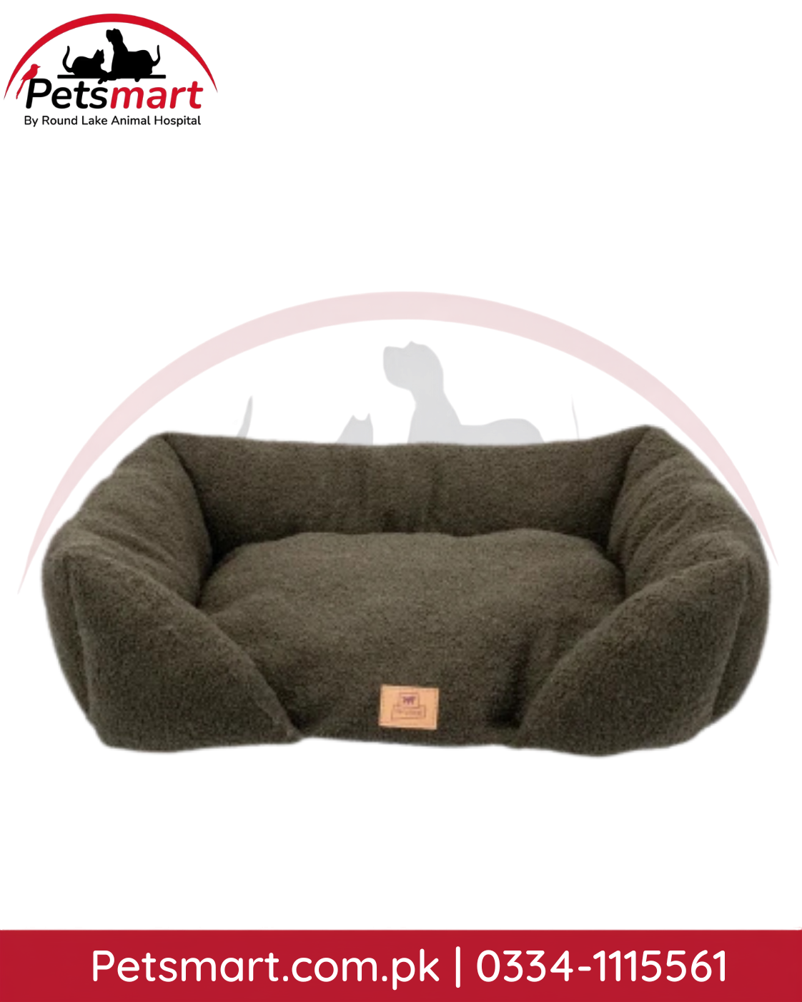 Medium plush pet bed with raised cushioned sides for cats and small-to-medium dogs