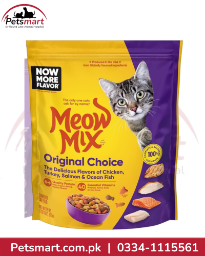Meow Mix Original Choice dry cat food 510g with chicken turkey salmon and ocean fish flavours