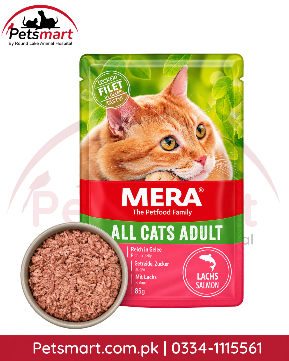 MERA All Cats Adult salmon wet cat food 85g grain-free fillet in jelly pouch