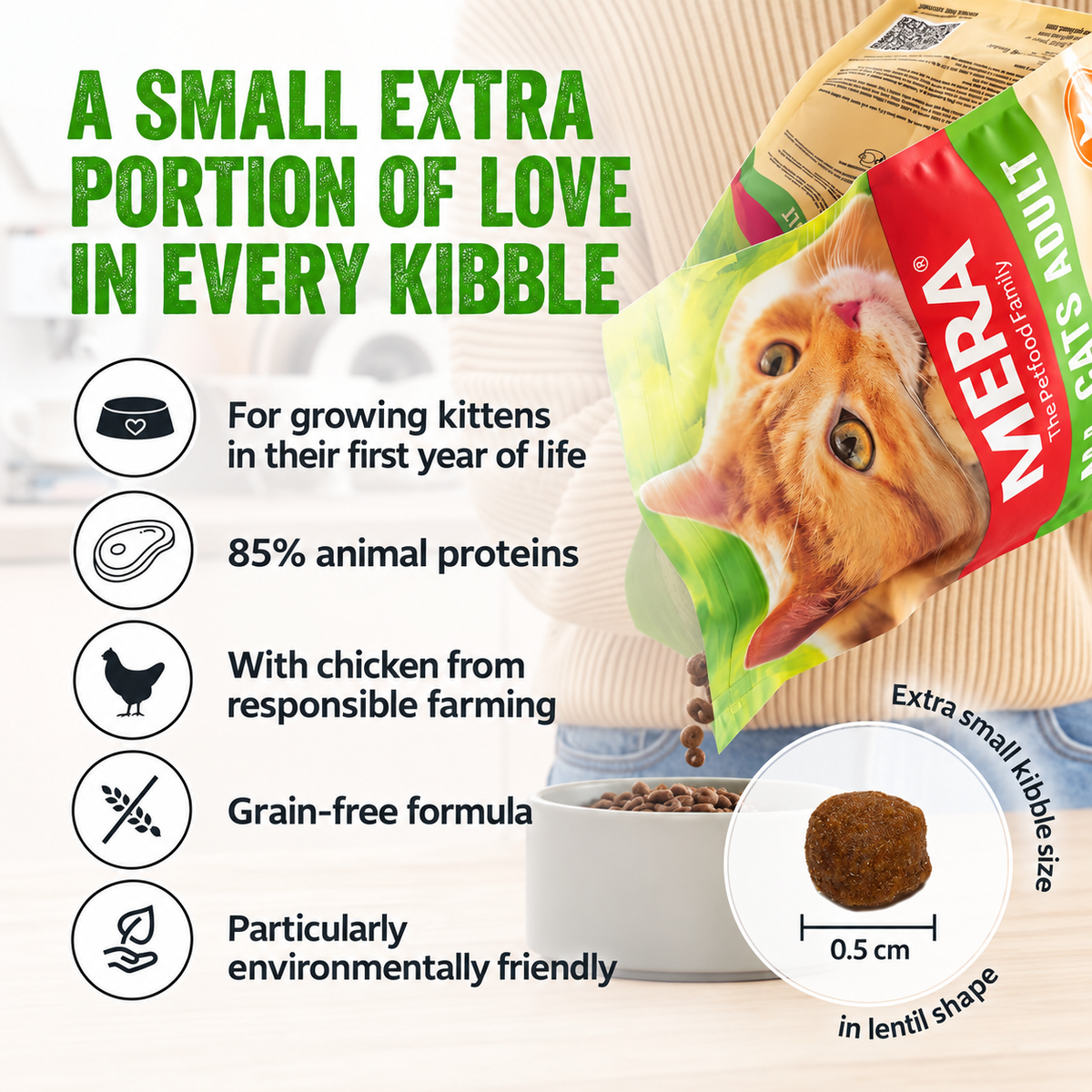 Mera Cats Nature Kitten formula with colostrum MOS beta glucans chicory inulin and omega fatty acids