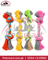 Multicolour knotted rope tug toys for dogs in assorted blue yellow green and pink colours