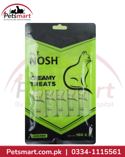 Nosh Creamy Chicken Cat Treats 75g pack with five 15g lickable sachets