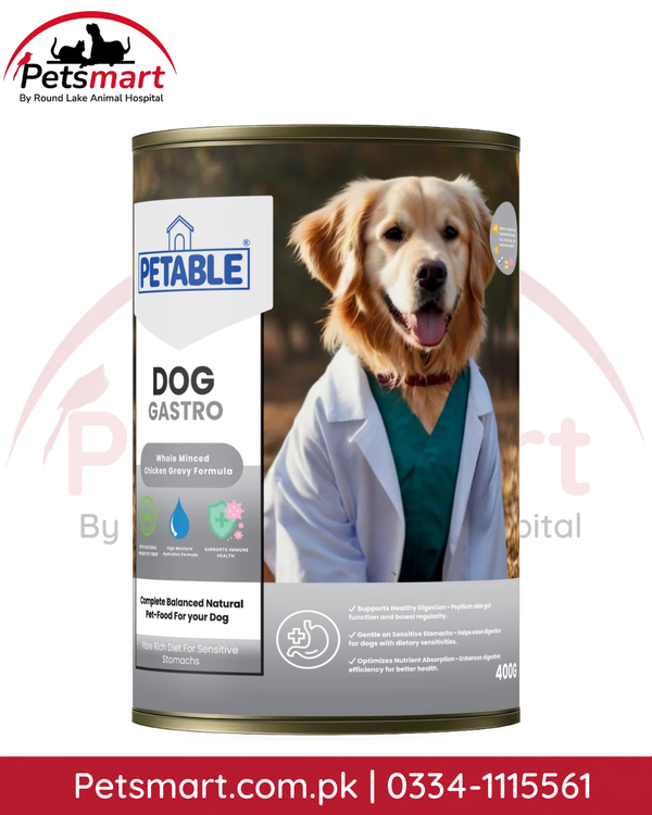Petable Dog Gastro Chicken Wet Dog Food 400g can for sensitive digestion with psyllium