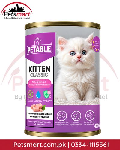 Petable Kitten Classic Chicken Wet Food 400g front can with whole minced chicken gravy formula