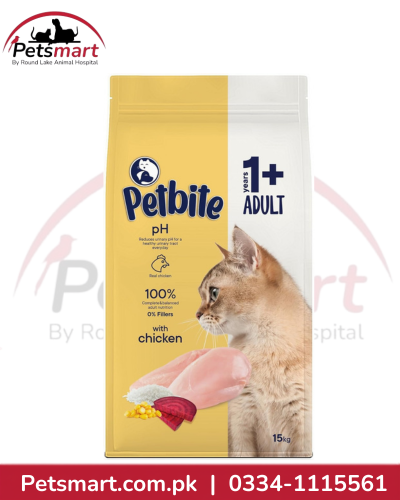 Petbite pH Balanced Adult Cat Food Chicken 15kg for cats aged 1 year and above