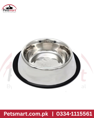 XXL Stainless Steel Pet Bowl with Black Rubber Base for  Dogs