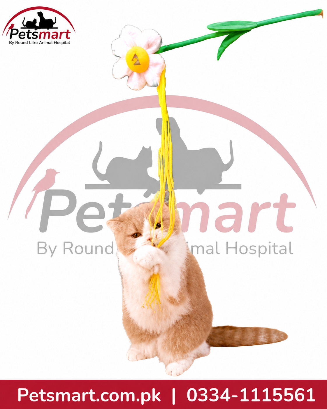 Plastic Flower Wand Cat Toy with Ribbons