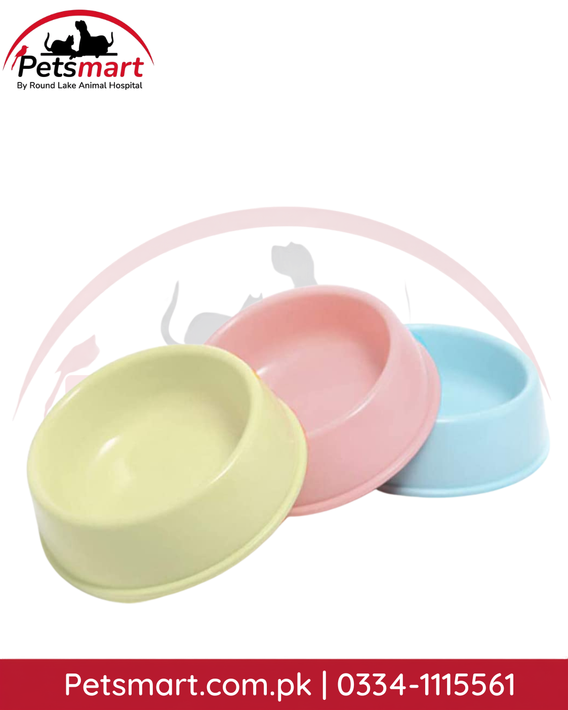 Plastic pet feeding bowl for dogs and cats for food or water
