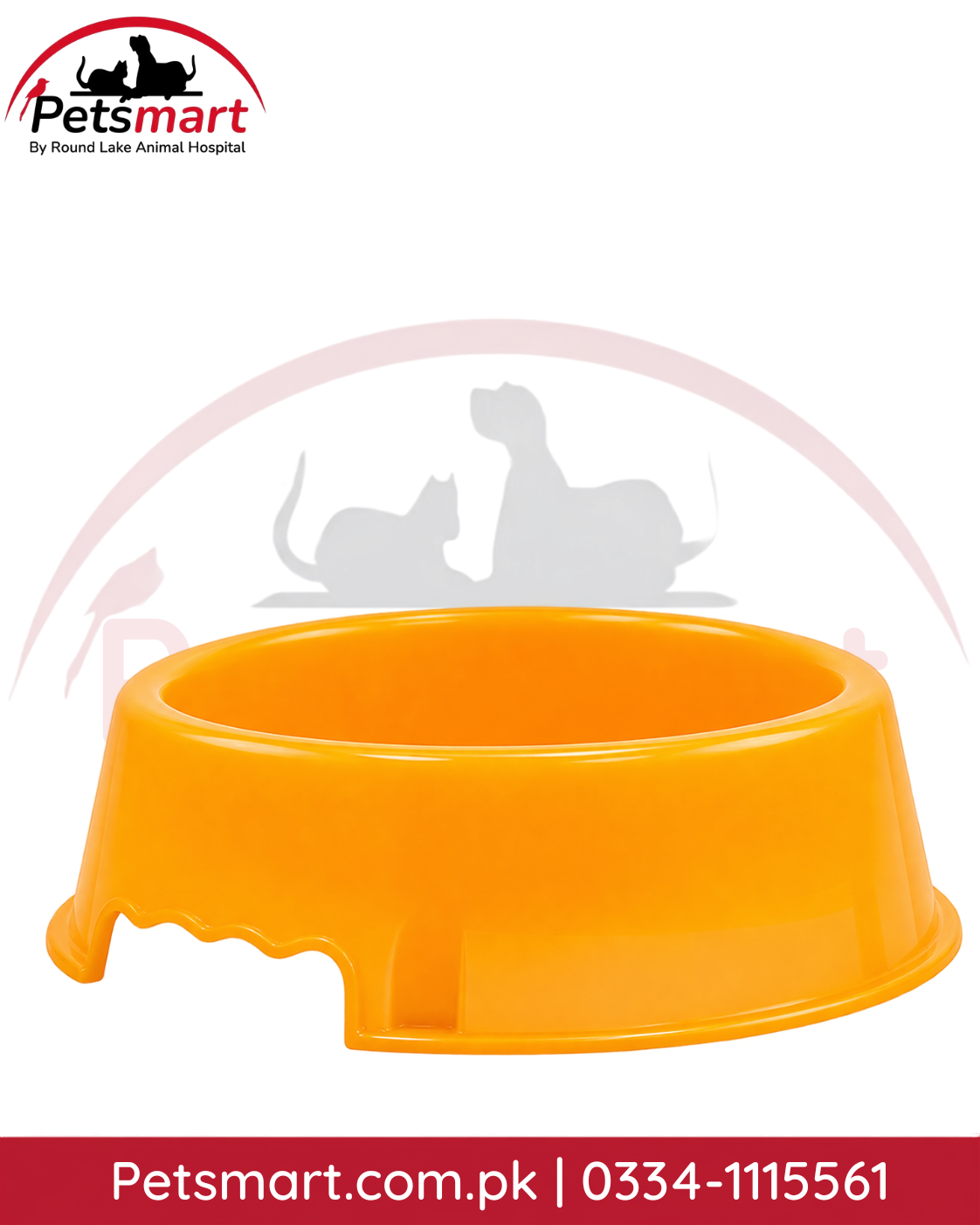 Orange plastic feeding bowl for cats and small dogs suitable for food and water