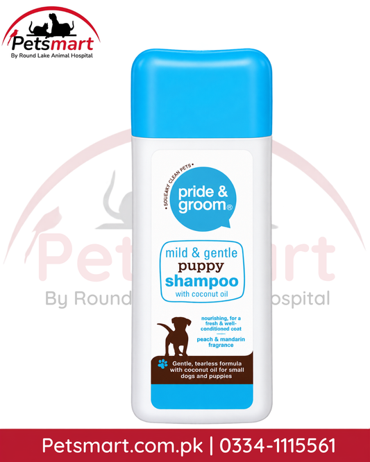 Pride and Groom Mild and Gentle Puppy Shampoo Peach and Mandarin 300ml with coconut oil