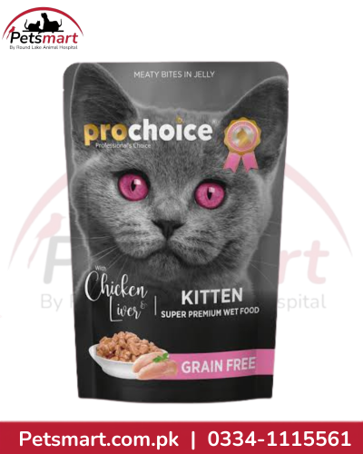 ProChoice Kitten Chicken Liver Meaty Bites in Jelly grain free wet cat food 85g