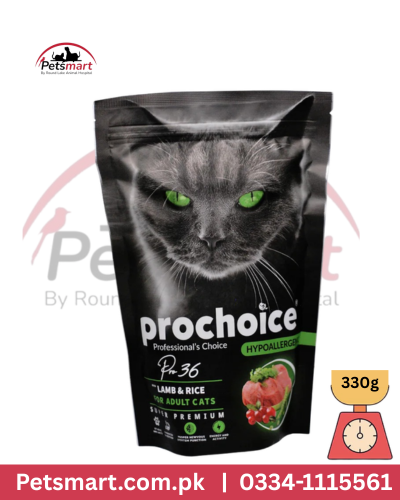 ProChoice Pro 36 Lamb and Rice hypoallergenic dry cat food 330g for adult cats