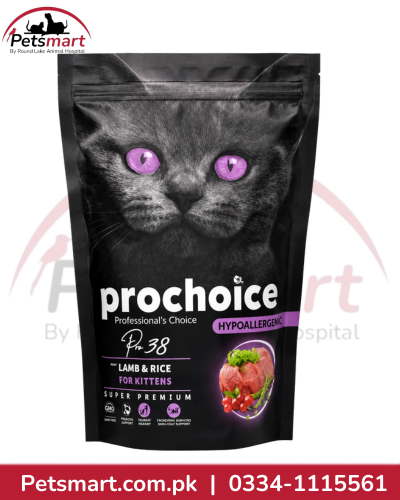 Prochoice Pro 38 Lamb and Rice hypoallergenic dry kitten food 330g bag