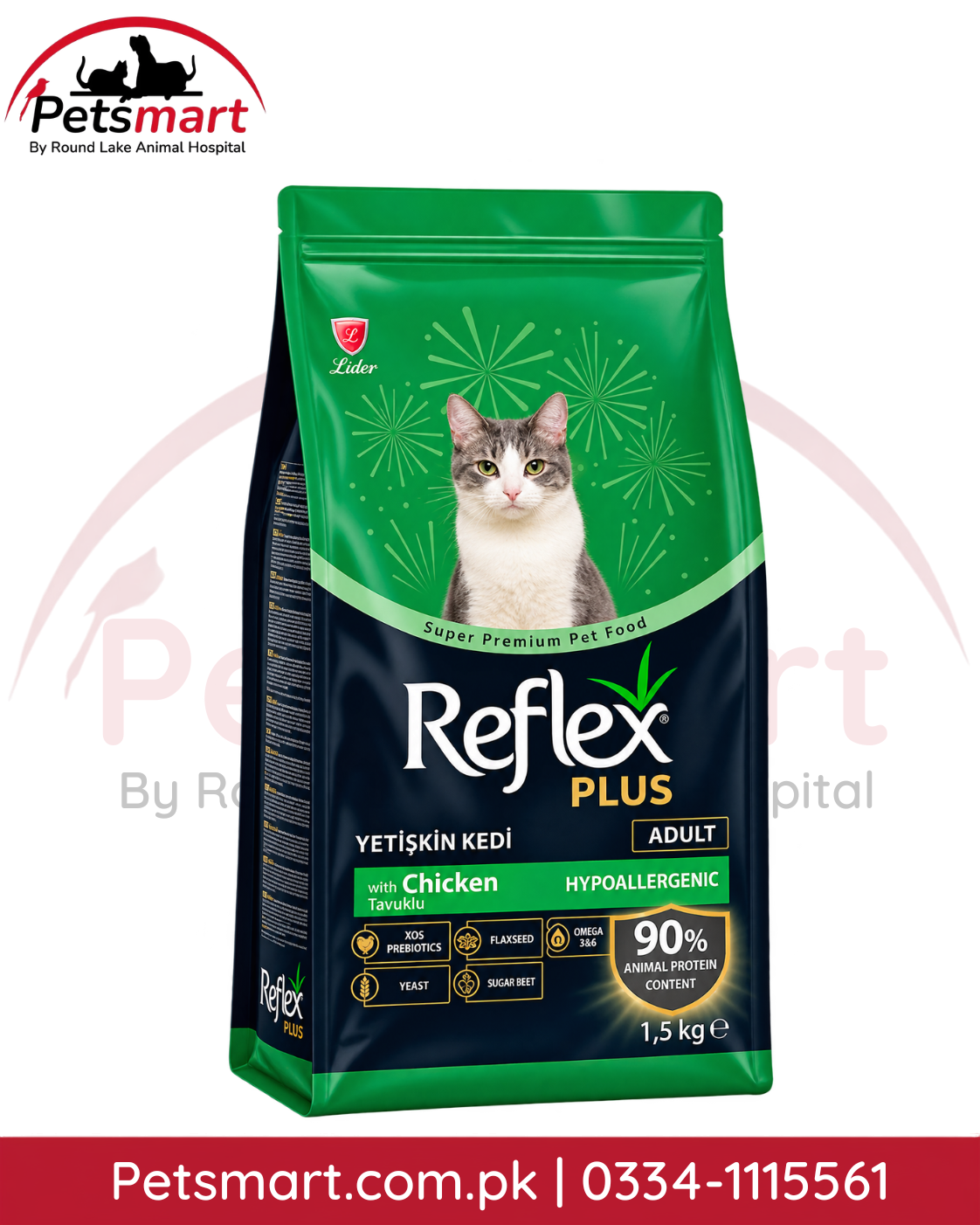 Reflex Plus Adult Chicken dry cat food 1.5kg bag for adult cats