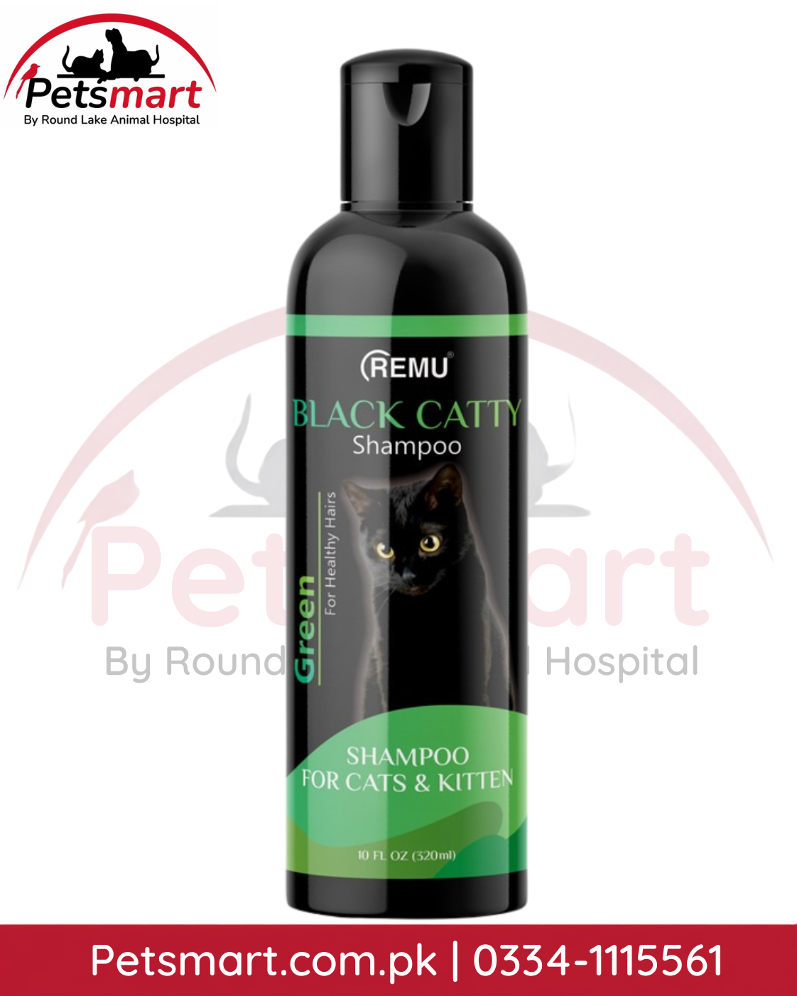 Remu Black Catty Green Healthy Hair Shampoo 320ml for cats and kittens