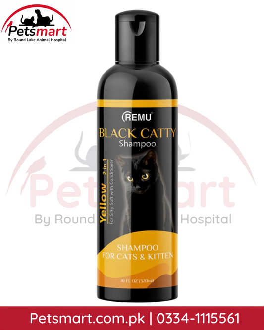 Remu Black Catty Yellow 2 in 1 Shampoo with Conditioner 320ml for cats and kittens