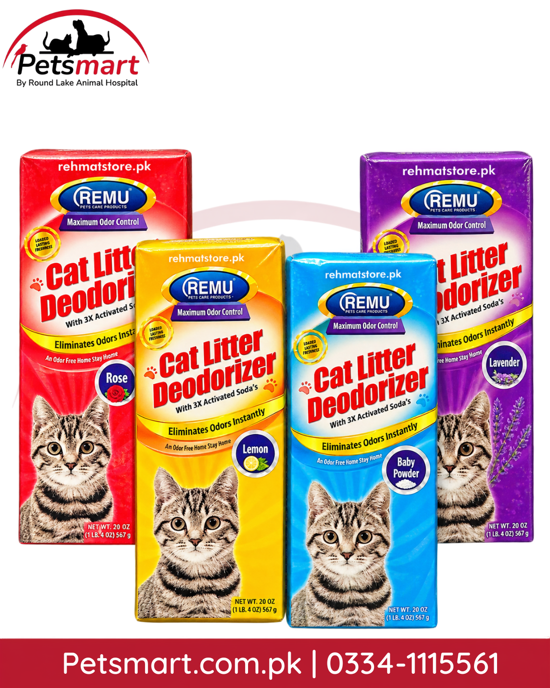 REMU Cat Litter Deodorizer 500g with 3X Activated Soda in Lavender, Lemon, Rose and Baby Powder variant