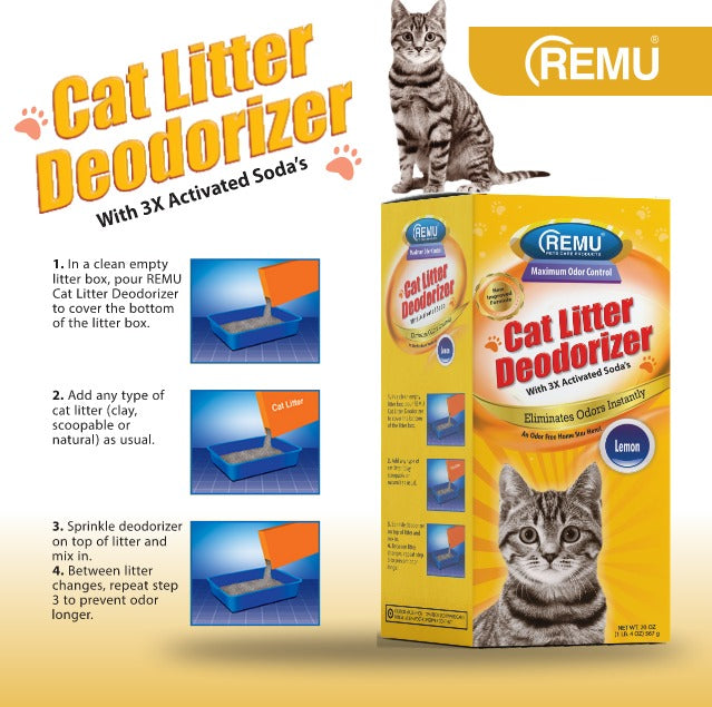 REMU Cat Litter Deodorizer 500g with 3X Activated Soda in Lavender, Lemon, Rose and Baby Powder variants