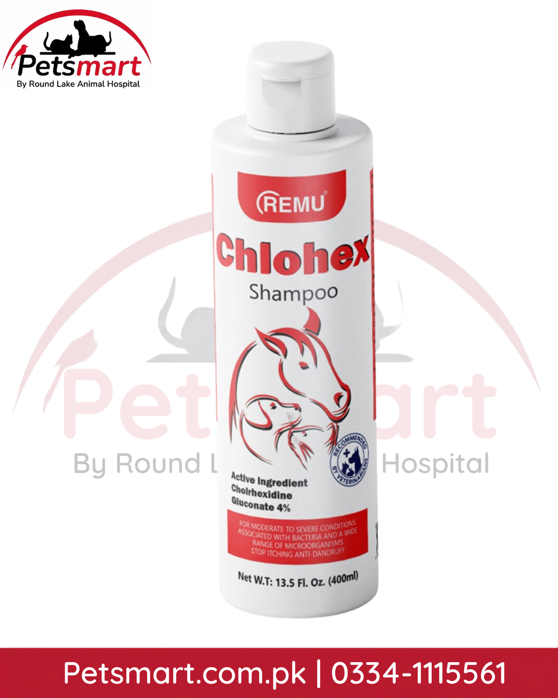 Remu Chlohex Medicated Shampoo 400ml with Chlorhexidine Gluconate 4 percent