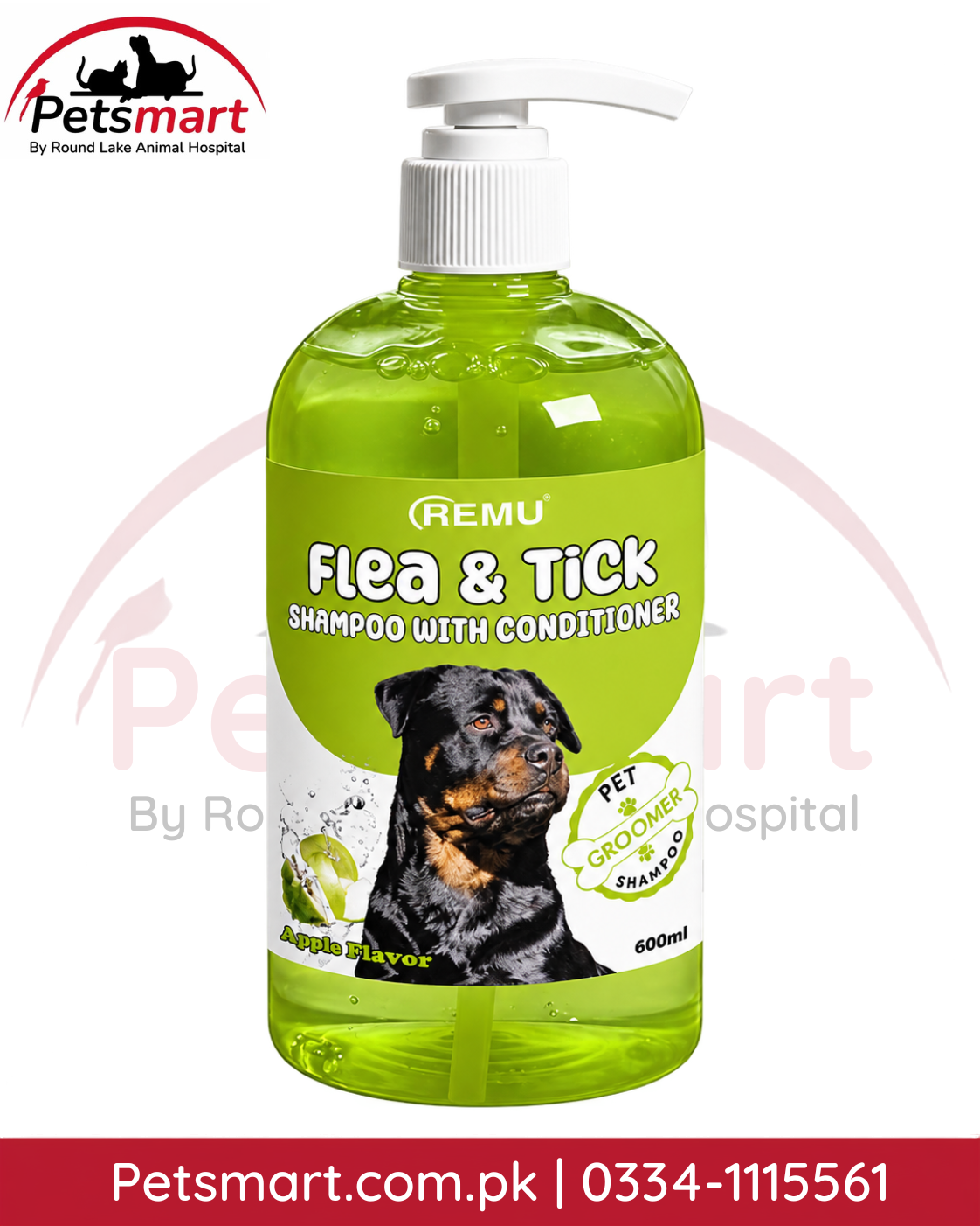 Remu Flea and Tick Shampoo with Conditioner Apple 600ml for dogs