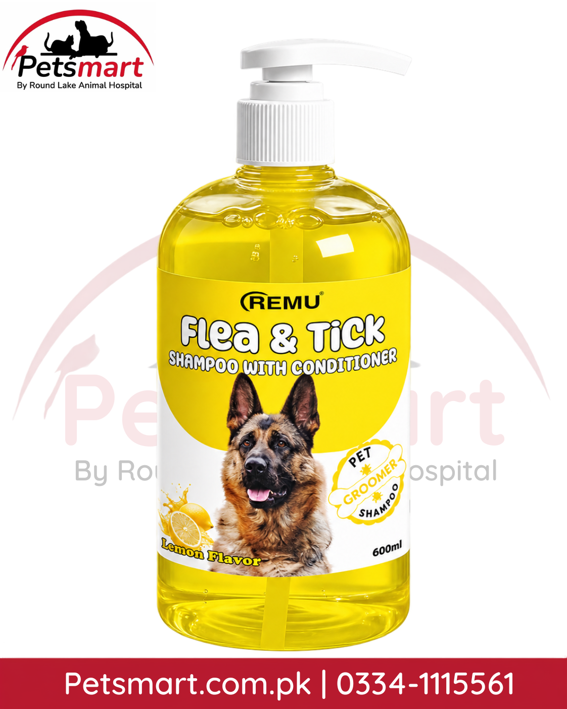 Remu Flea and Tick Shampoo with Conditioner Lemon 600ml for dogs